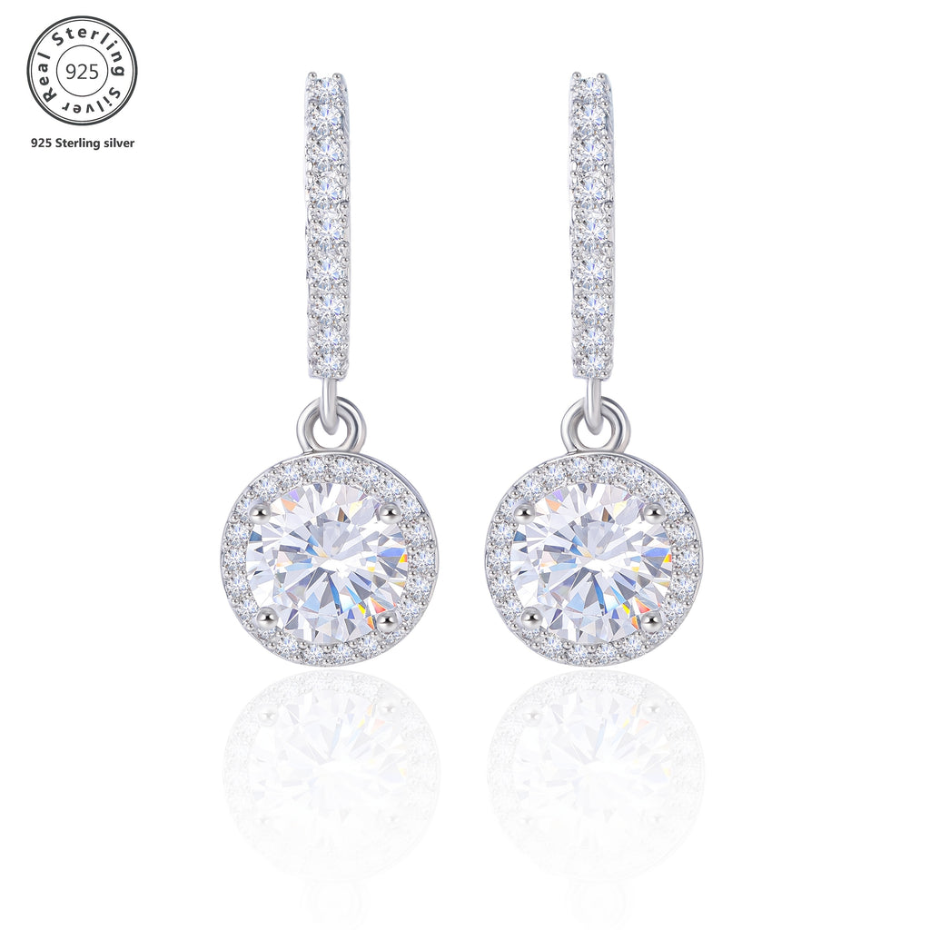 925 Sterling Silver 32G Women'S round Eardrops Stud Earrings, Exquisite, Elegant, Fashion and Trend, Perfect Gift for Birthday, Festival and Anniversary, Including Exquisite Gift Box.