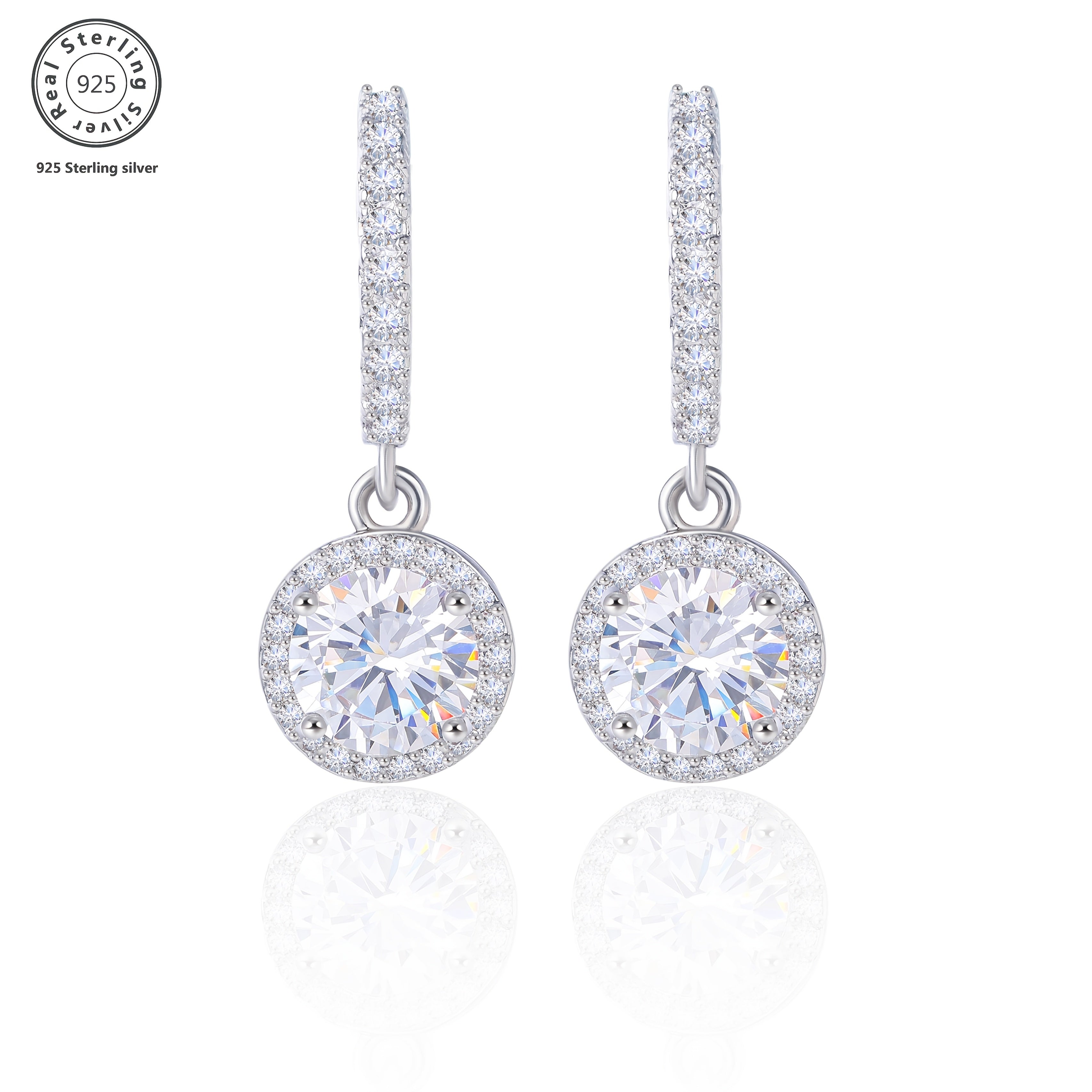 925 Sterling Silver 32G Women'S round Eardrops Stud Earrings, Exquisite, Elegant, Fashion and Trend, Perfect Gift for Birthday, Festival and Anniversary, Including Exquisite Gift Box.