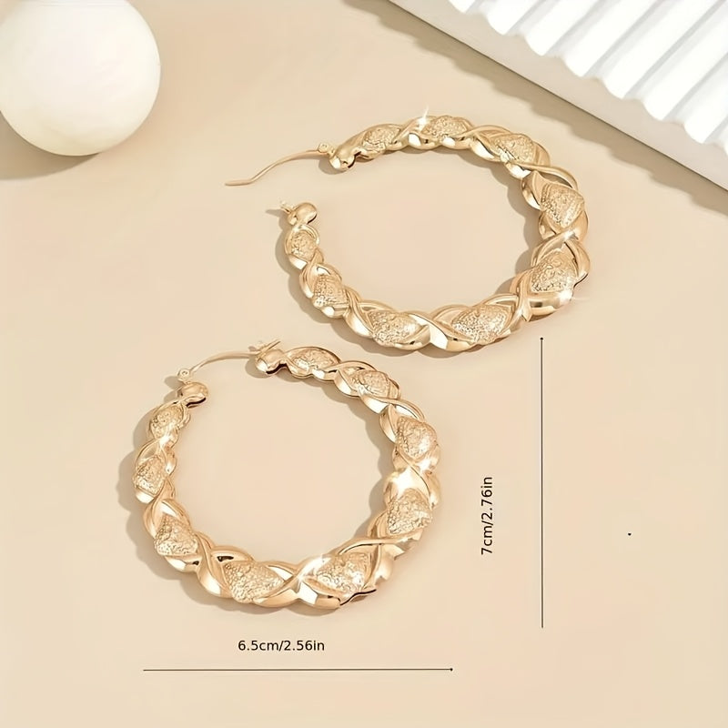 Bohemian Retro Large Circle Earrings, Exquisite Smooth Relief Pattern Beauty Women'S Pendant Earrings, Perfect Jewelry Gift For Mother'S Day, Valentine'S Day