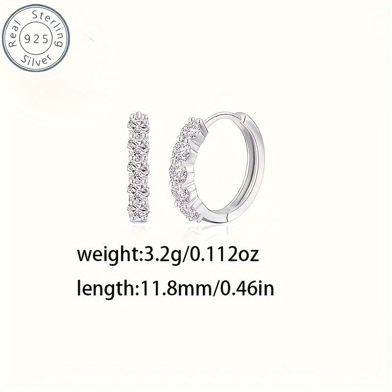 925 Silver Inlaid 5 Moissanite 5 round Earrings, Suitable as an Anniversary, Birthday, Halloween Or Christmas Gift for Your Girlfriend, Wife, Friend Or Yourself