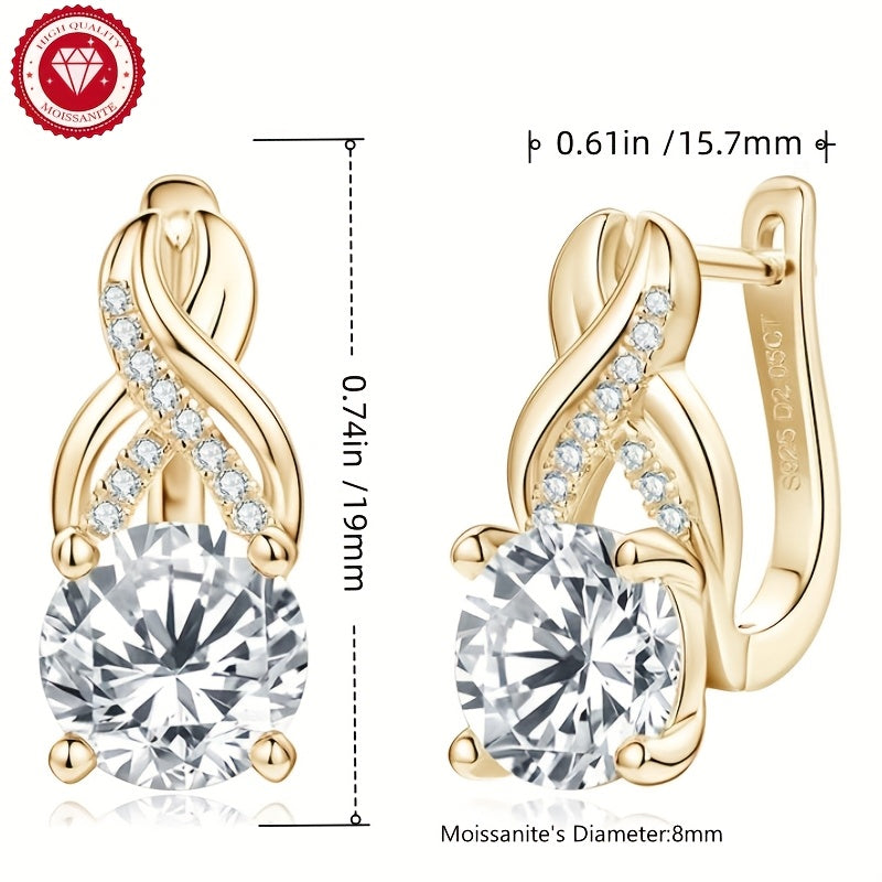925 Silver Lady Moissanite Ring Earrings, In-ear Earrings, D-color Round-cut 925 Pure Silver Earrings, Lady Earrings, Mother's Day Gift, Anniversary Gift