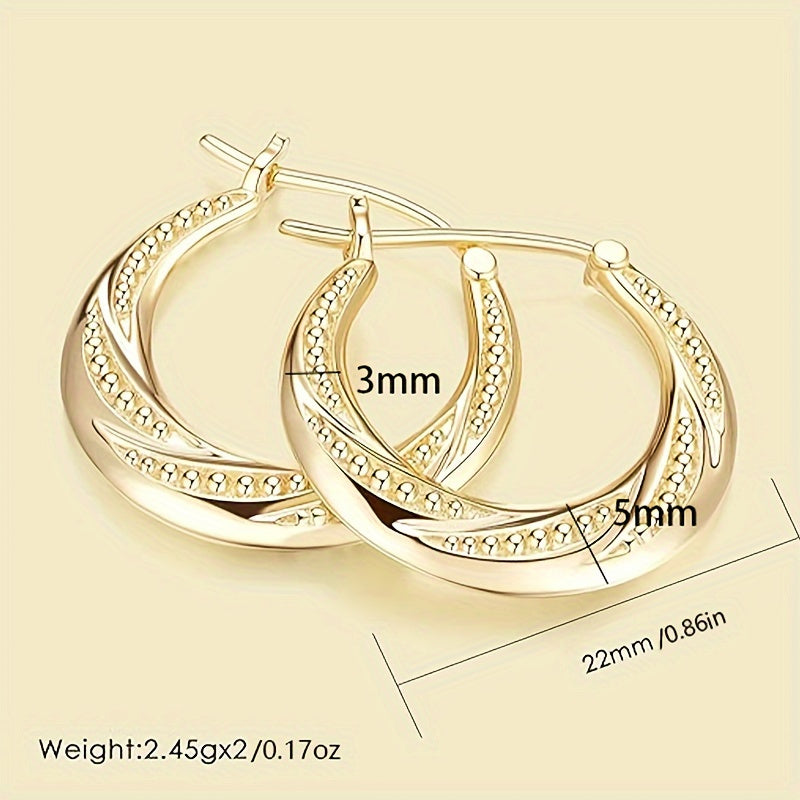 [Golden Earrings] 1pc 18k Golden Plated | Bead Spiral Earrings 925 Sterling Silver Earrings for women Gift