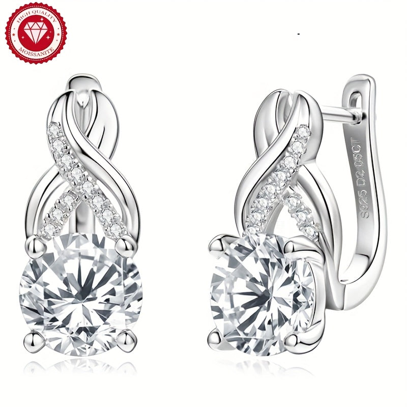 925 Silver Lady Moissanite Ring Earrings, In-ear Earrings, D-color Round-cut 925 Pure Silver Earrings, Lady Earrings, Mother's Day Gift, Anniversary Gift