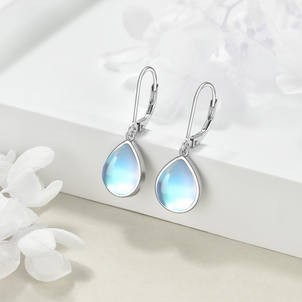 Moonstone Earrings For Women Sterling Silver Moonstone Leverback Earrings Moonstone Jewelry