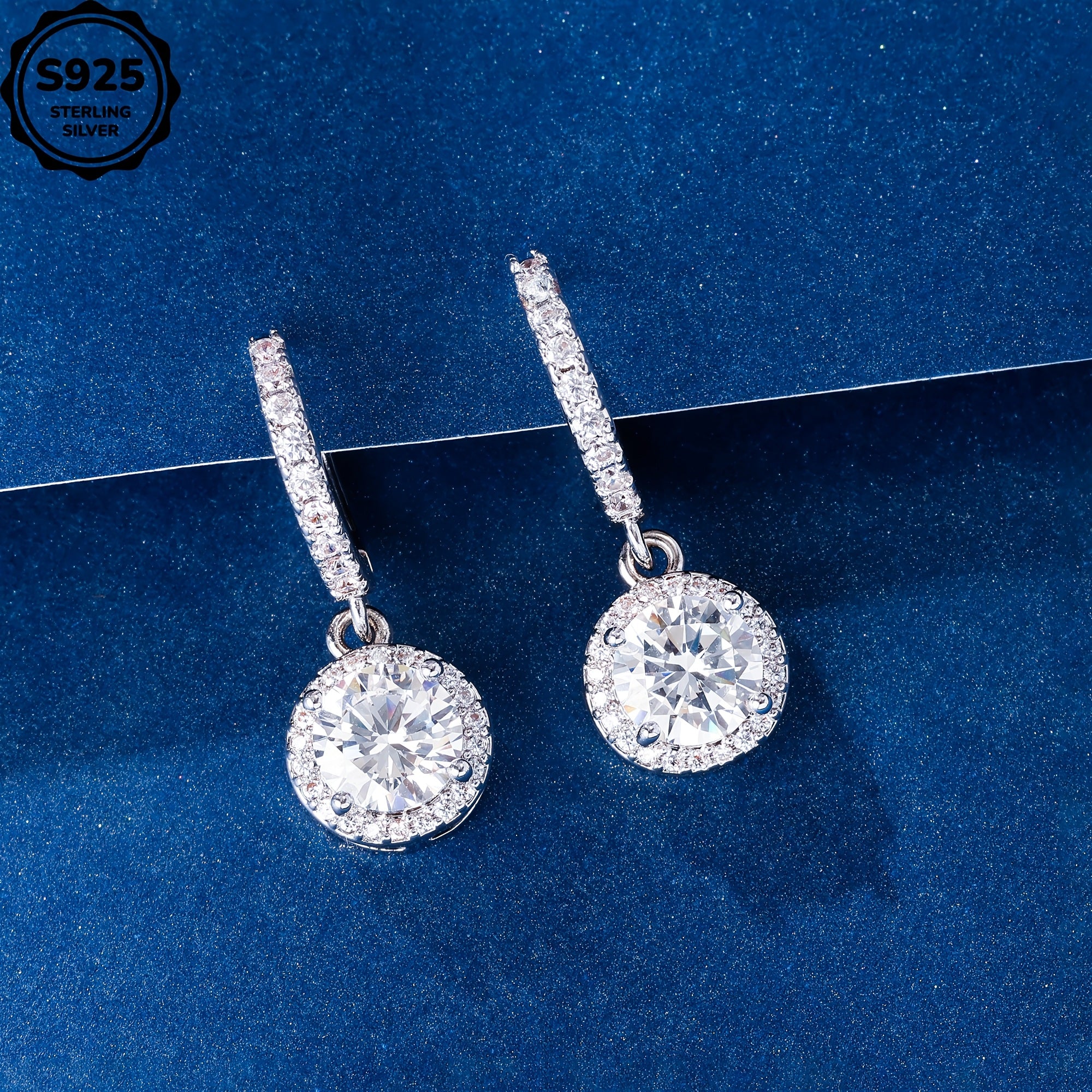 925 Sterling Silver Women'S Round Pendant Earrings, Perfect Valentine'S Day Gift, Exquisite Anniversary Gift, Creative And Trendy, Eye-catching, To Give To Girlfriend, Wife And Mother, With Exquisite Gift Box Included.