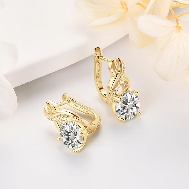 925 Silver Lady Moissanite Ring Earrings, In-ear Earrings, D-color Round-cut 925 Pure Silver Earrings, Lady Earrings, Mother's Day Gift, Anniversary Gift