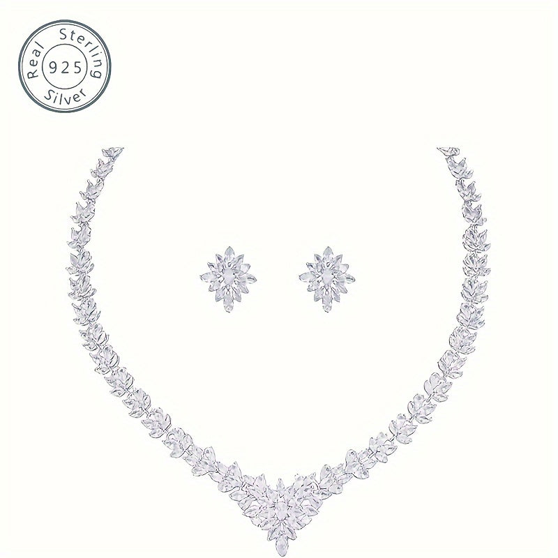 925 Sterling Silver Moissanite Necklace & Earrings - Luxurious Vintage Boho Style, Ideal Gift for Girlfriend, Mother'S Day, Birthday, Wedding | Gift Box Included, Daily Wear Jewelry|Vintage Boho Style|Durable Jewelry