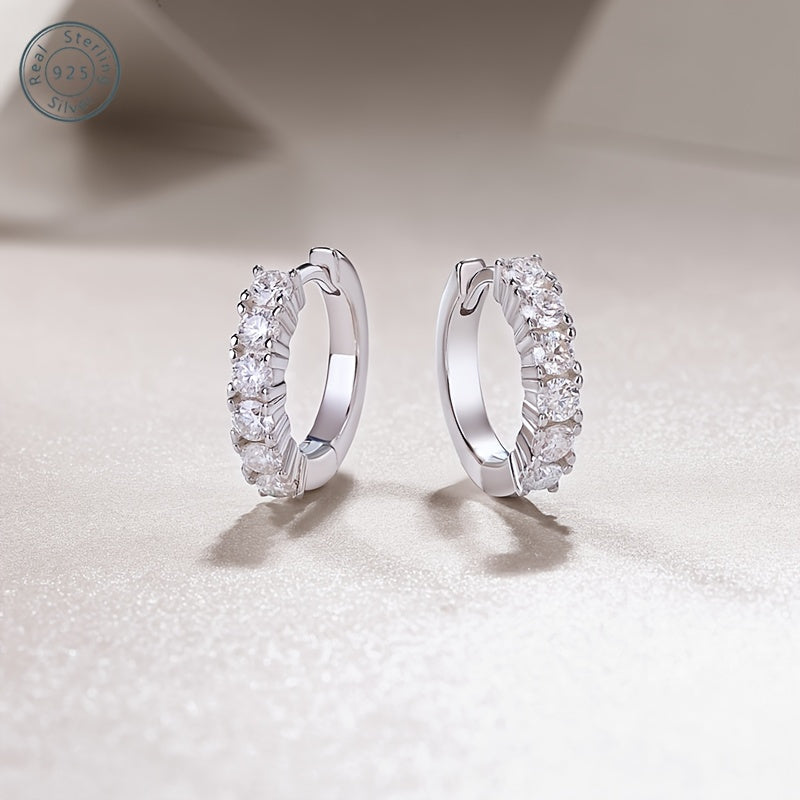 925 Silver Inlaid 5 Moissanite 5 round Earrings, Suitable as an Anniversary, Birthday, Halloween Or Christmas Gift for Your Girlfriend, Wife, Friend Or Yourself