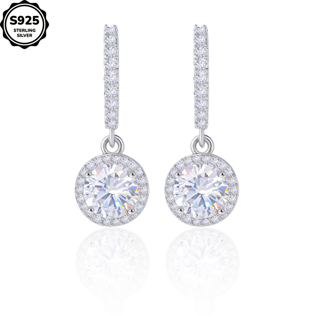 925 Sterling Silver Women'S Round Pendant Earrings, Perfect Valentine'S Day Gift, Exquisite Anniversary Gift, Creative And Trendy, Eye-catching, To Give To Girlfriend, Wife And Mother, With Exquisite Gift Box Included.