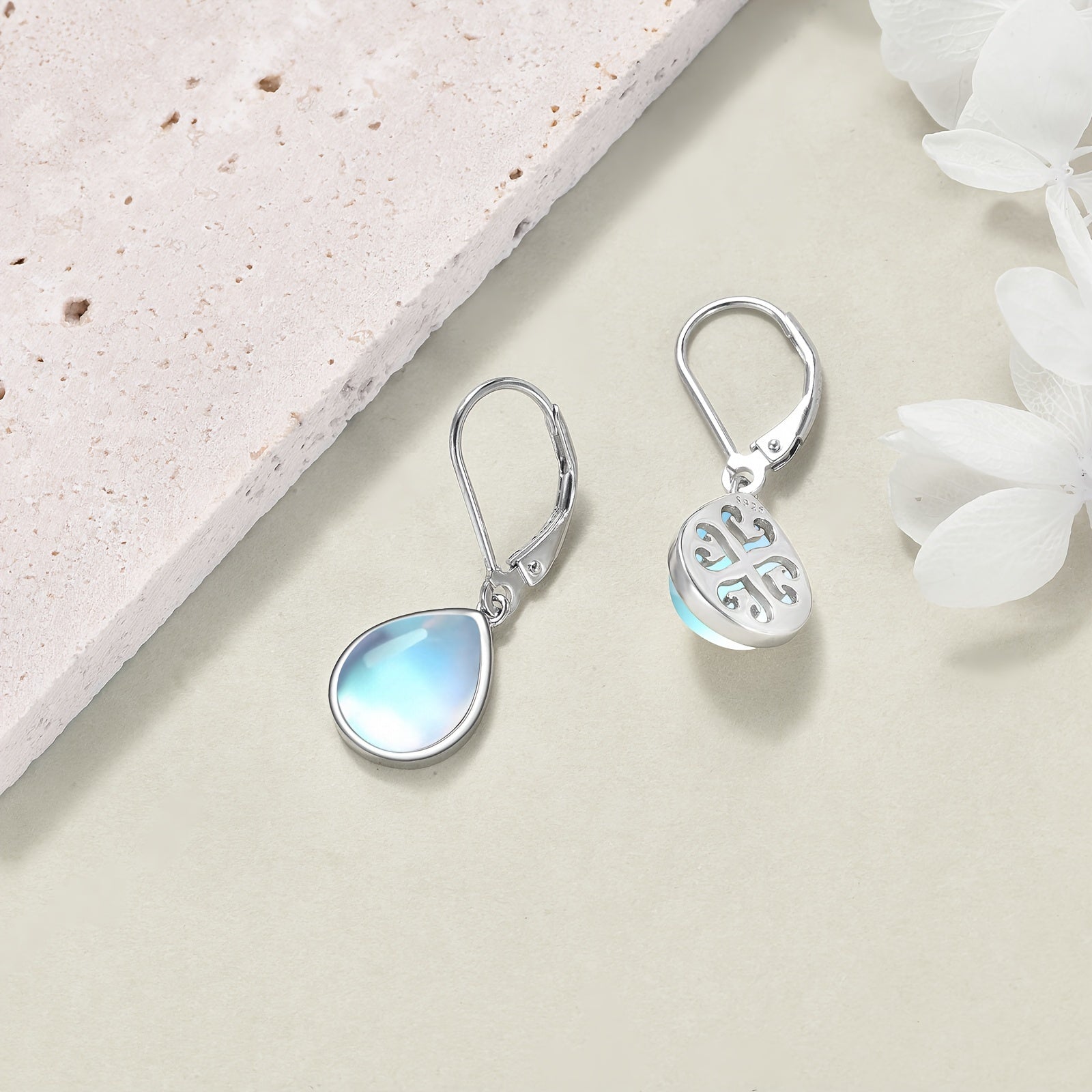 Moonstone Earrings For Women Sterling Silver Moonstone Leverback Earrings Moonstone Jewelry