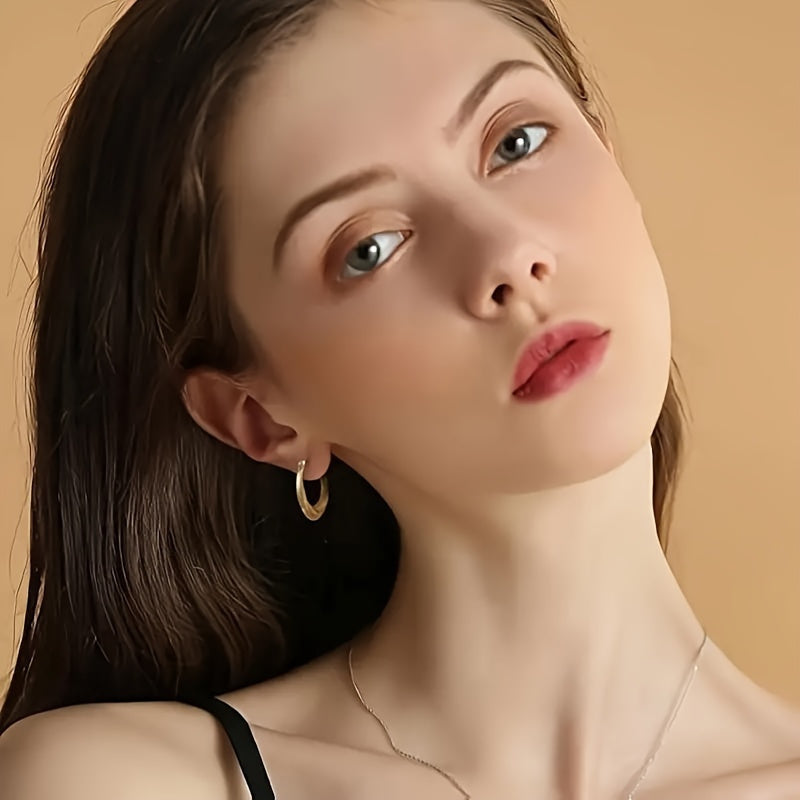 [Golden Earrings] 1pc 18k Golden Plated | Bead Spiral Earrings 925 Sterling Silver Earrings for women Gift