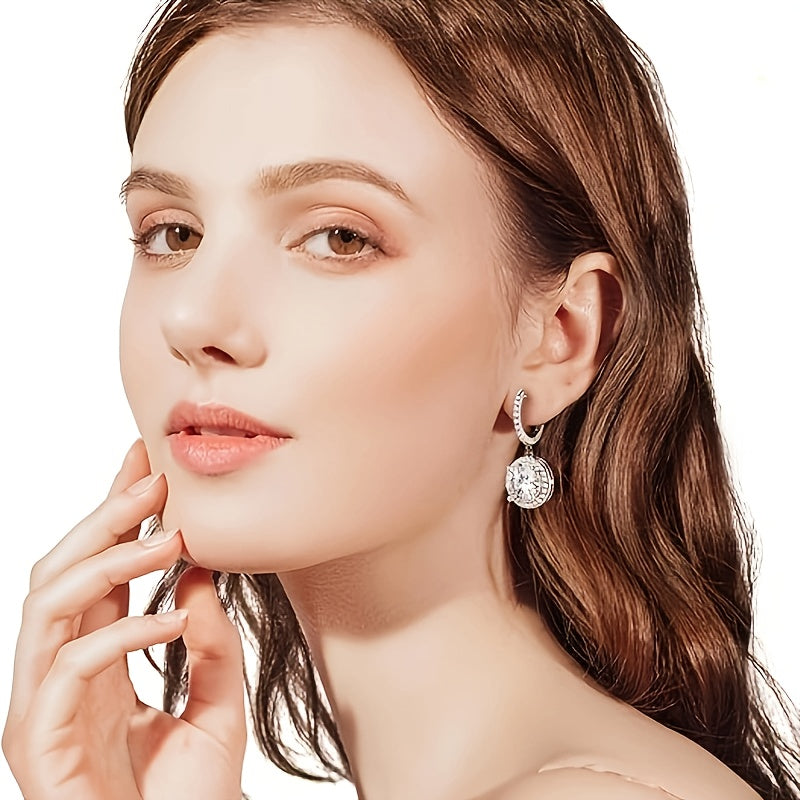 925 Sterling Silver Disc Starry Sky Moissanite Hoop Pendant Earrings, Fashionable And Elegant, Suitable For Weddings And Parties, With A Beautiful Gift Box