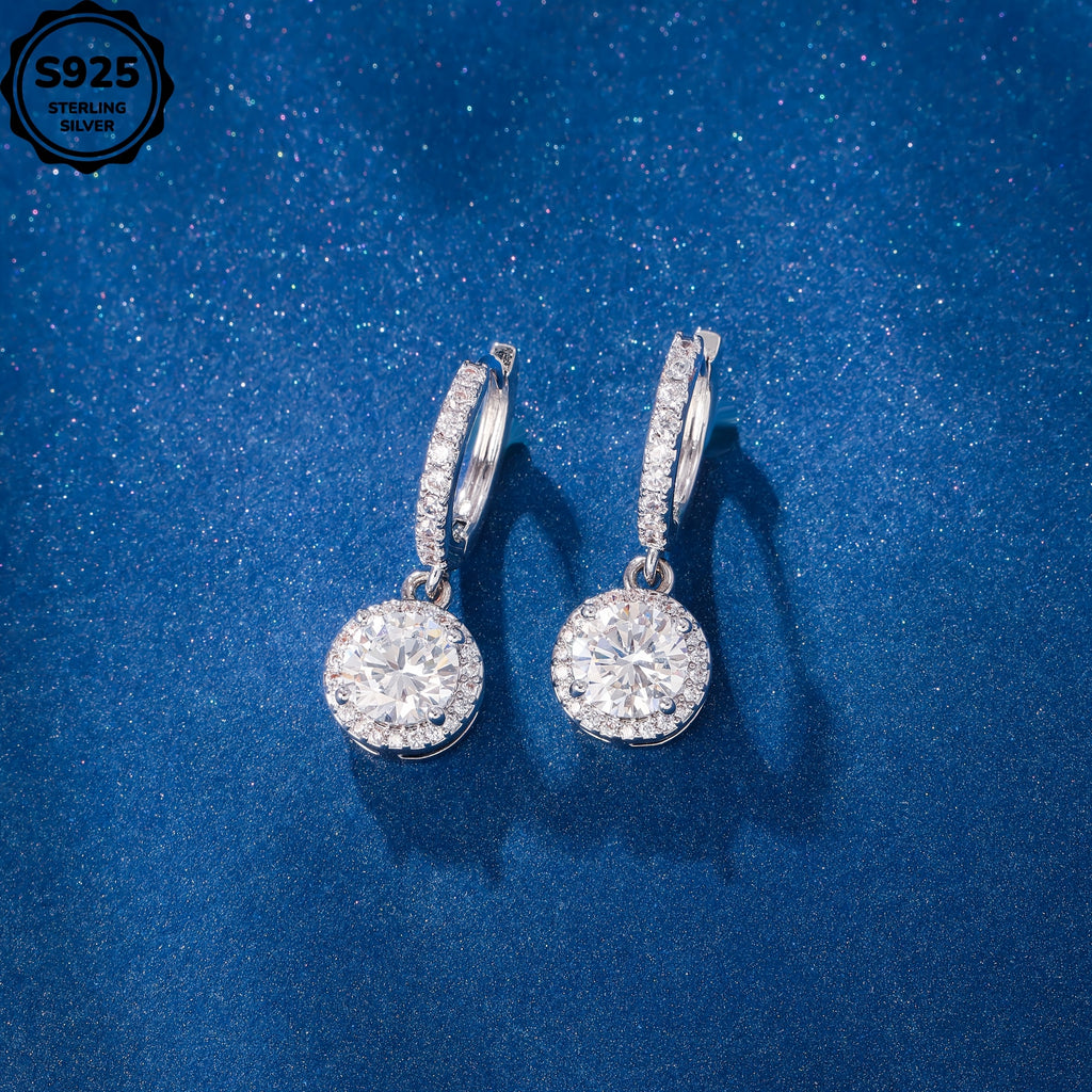 925 Sterling Silver Women'S Round Pendant Earrings, Perfect Valentine'S Day Gift, Exquisite Anniversary Gift, Creative And Trendy, Eye-catching, To Give To Girlfriend, Wife And Mother, With Exquisite Gift Box Included.