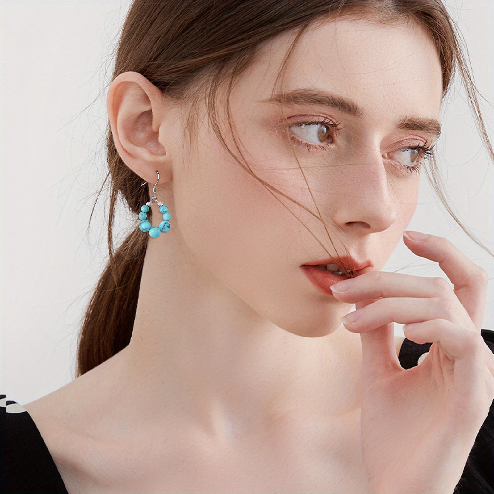 Turquoise Earrings 925 Sterling Silver Turquoise Dangle Leverback Earrings For Women Birthday Gifts Hypoallergenic