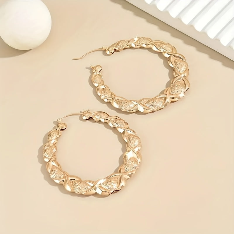 Bohemian Retro Large Circle Earrings, Exquisite Smooth Relief Pattern Beauty Women'S Pendant Earrings, Perfect Jewelry Gift For Mother'S Day, Valentine'S Day