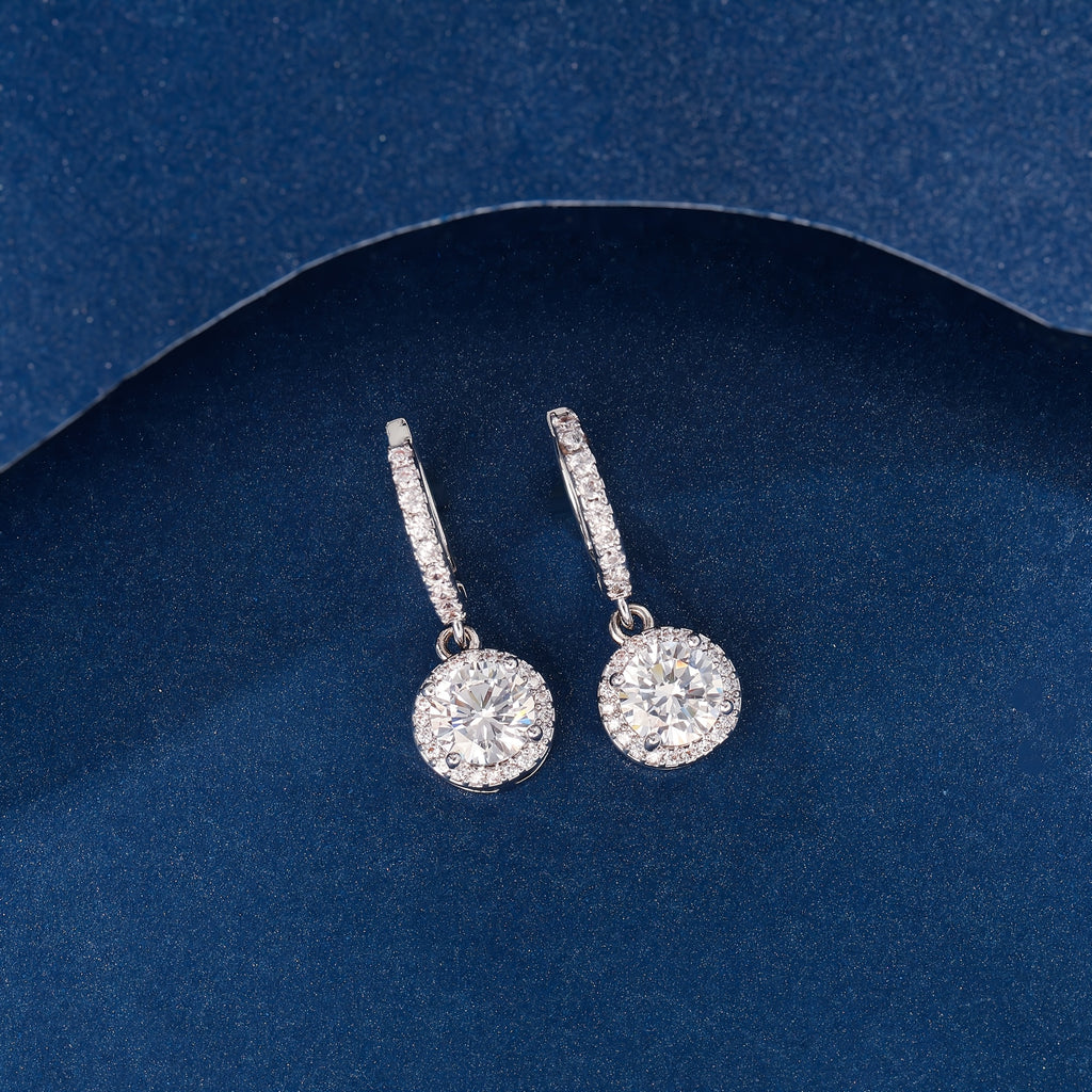 925 Sterling Silvery with Silvery 0.28 oz Of Women's Moissanite Round Pendant Earrings, Exquisite And Elegant Fashion Trend, The Perfect Gift for Family, Friends And Partners On Birthdays, Holidays And Anniversaries, Comes with A Beautiful Gift Box.
