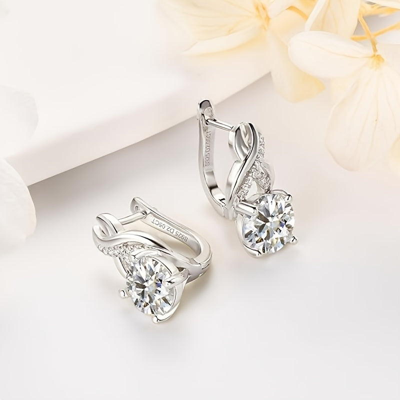 925 Silver Lady Moissanite Ring Earrings, In-ear Earrings, D-color Round-cut 925 Pure Silver Earrings, Lady Earrings, Mother's Day Gift, Anniversary Gift