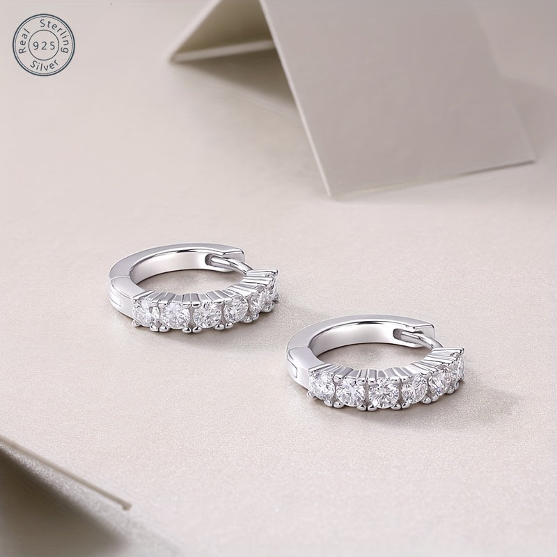 925 Silver Inlaid 5 Moissanite 5 round Earrings, Suitable as an Anniversary, Birthday, Halloween Or Christmas Gift for Your Girlfriend, Wife, Friend Or Yourself