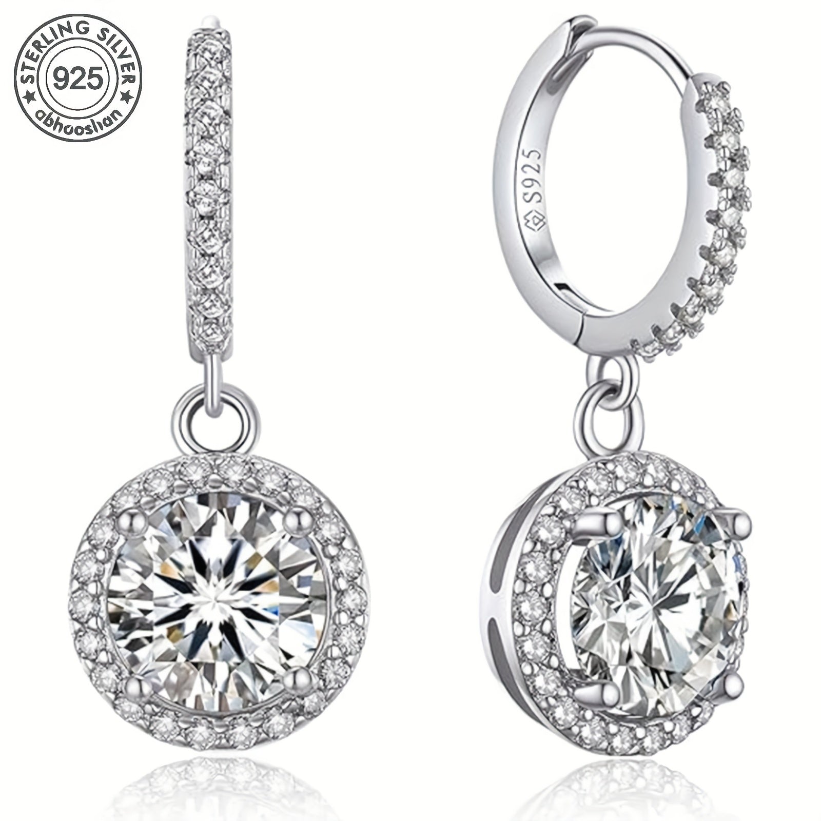 925 Sterling Silver Disc Starry Sky Moissanite Hoop Pendant Earrings, Fashionable And Elegant, Suitable For Weddings And Parties, With A Beautiful Gift Box