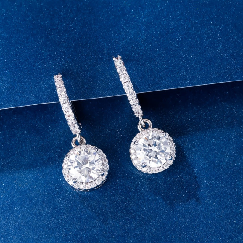 925 Sterling Silver 32G Women'S round Eardrops Stud Earrings, Exquisite, Elegant, Fashion and Trend, Perfect Gift for Birthday, Festival and Anniversary, Including Exquisite Gift Box.