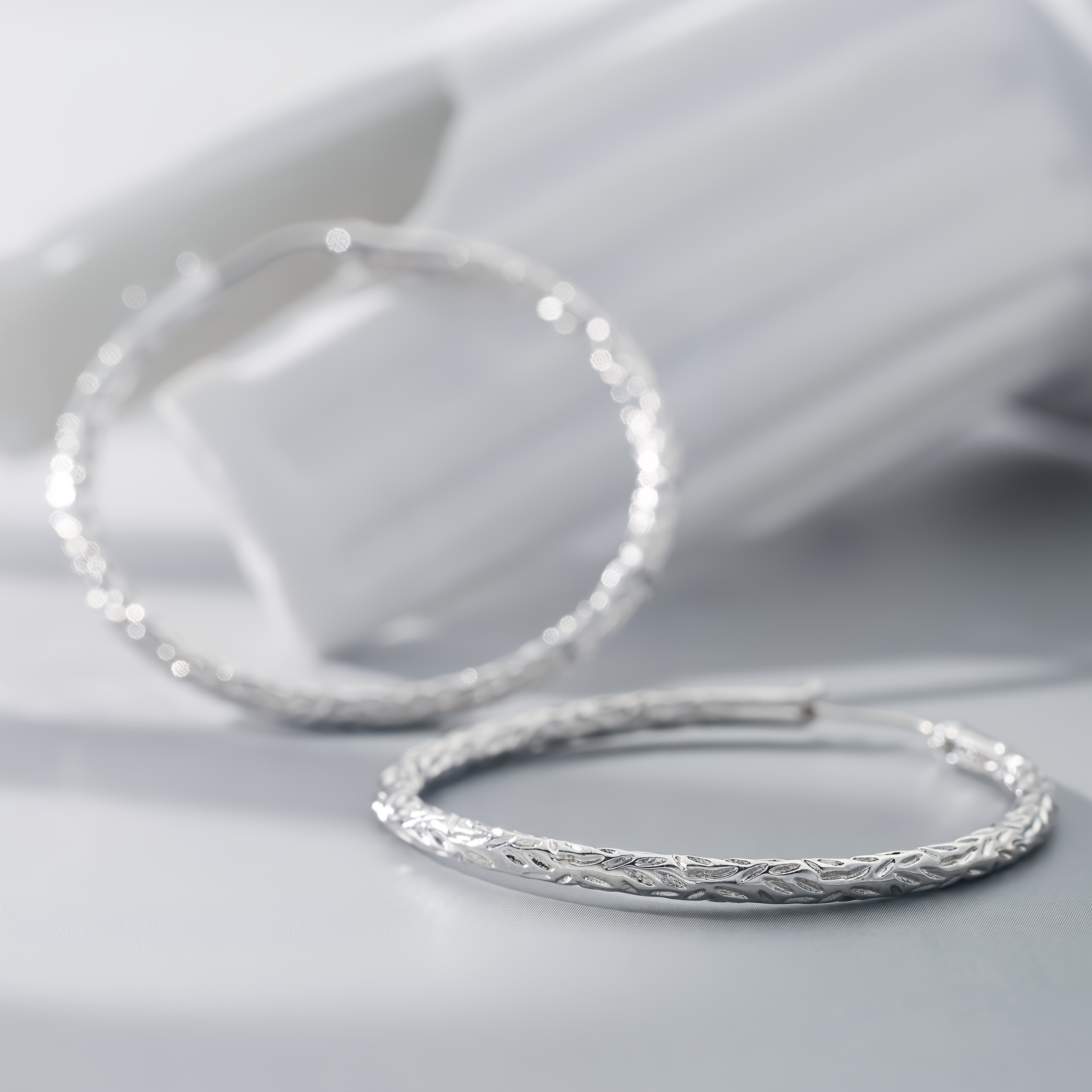 925 Sterling Silvery (9g) 18K Golden Plated, 40mm Traditional Hand-cut Earrings, Gift For Women, Girlfriend, Mom, Girlfriends, Daughters On Birthday Anniversary, Valentine'S Day And Christmas, Comes With A Beautiful Gift Box!