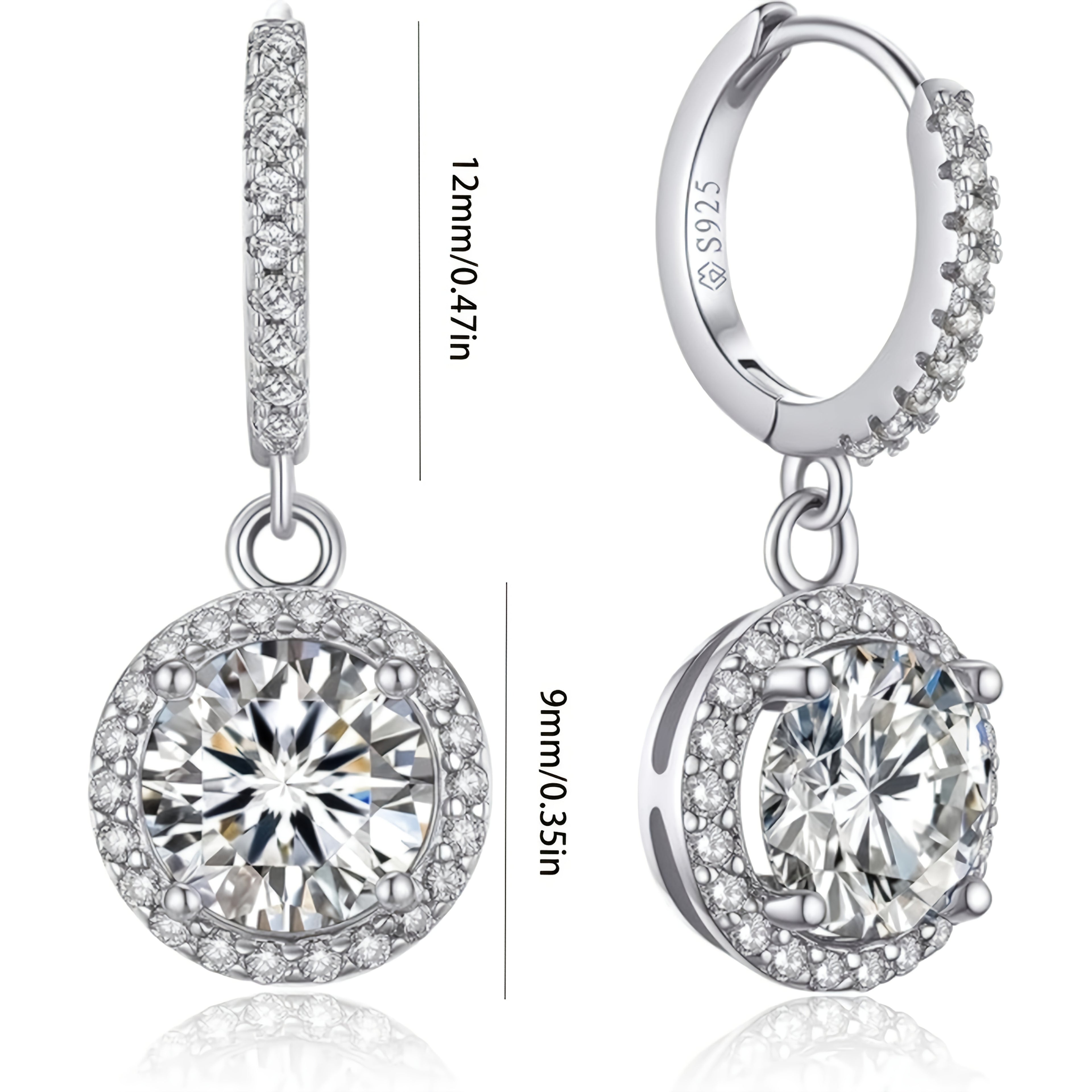 925 Sterling Silver Disc Starry Sky Moissanite Hoop Pendant Earrings, Fashionable And Elegant, Suitable For Weddings And Parties, With A Beautiful Gift Box