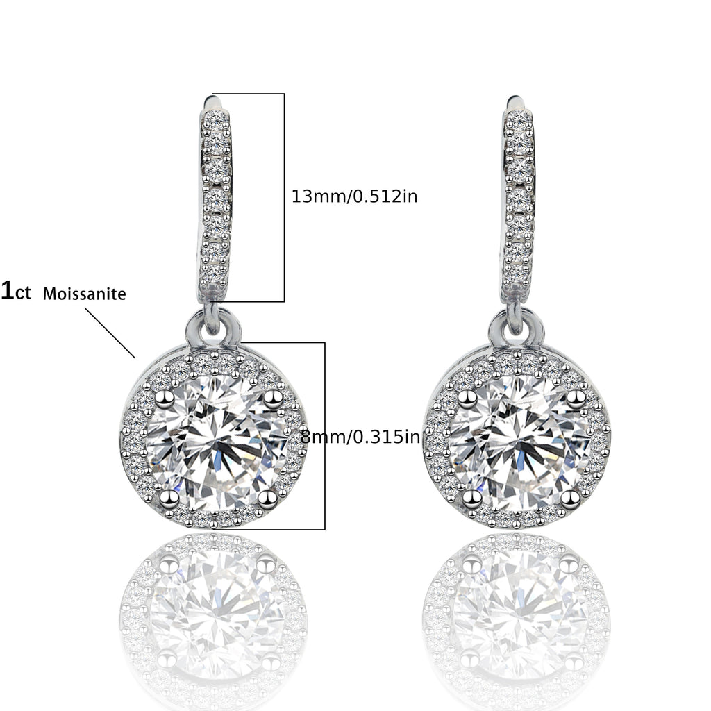 925 Silver Fashionable Elegant 1ct Moissanite Pendant Earrings are the best gift for women on anniversary, birthday, engagement, commitment, Valentine's Day, Christmas or wedding celebration, gift box