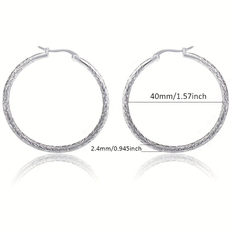 925 Sterling Silvery (9g) 18K Golden Plated, 40mm Traditional Hand-cut Earrings, Gift For Women, Girlfriend, Mom, Girlfriends, Daughters On Birthday Anniversary, Valentine'S Day And Christmas, Comes With A Beautiful Gift Box!