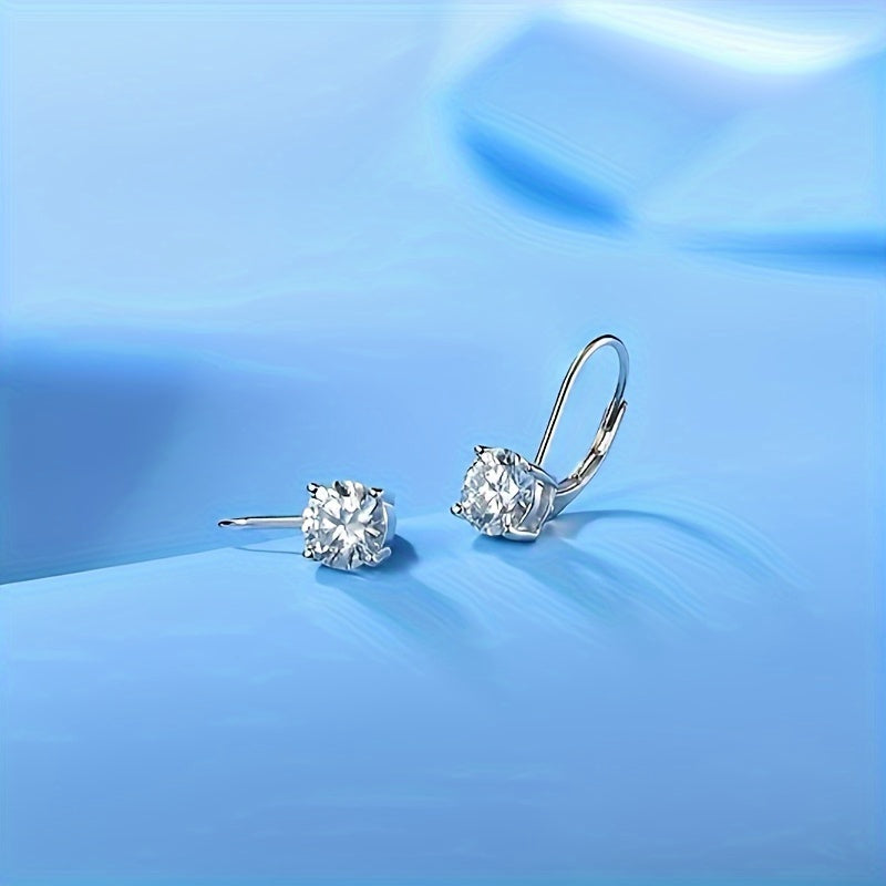 925 Sterling Silver Drop Earrings Moissanite Leverback Earrings, 1.0Ct-2.0Ct D Color Brilliant Round Cut Lab Created Moissanite Earrings, Weddings, Valentine'S Day, Halloween, Anniversaries, Various Holidays, Special Occasions, Fine Gift Boxes