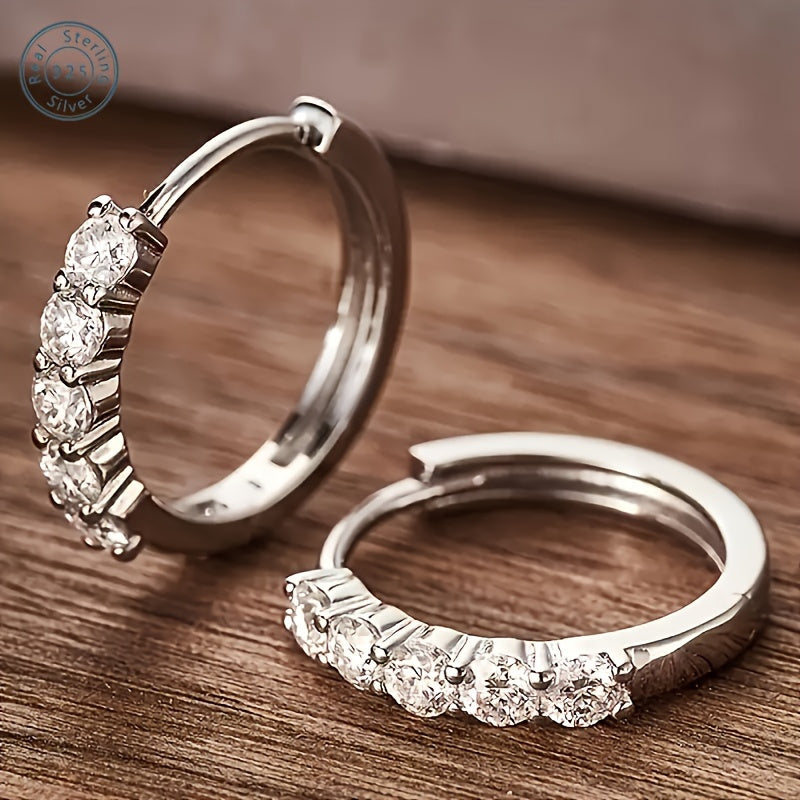 925 Silver Inlaid 5 Moissanite 5 round Earrings, Suitable as an Anniversary, Birthday, Halloween Or Christmas Gift for Your Girlfriend, Wife, Friend Or Yourself
