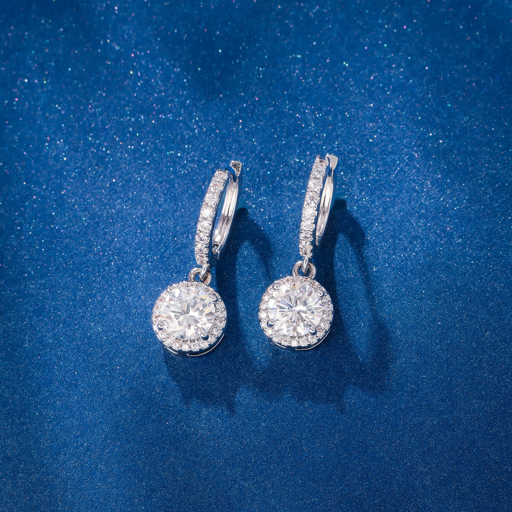 925 Sterling Silvery with Silvery 0.28 oz Of Women's Moissanite Round Pendant Earrings, Exquisite And Elegant Fashion Trend, The Perfect Gift for Family, Friends And Partners On Birthdays, Holidays And Anniversaries, Comes with A Beautiful Gift Box.