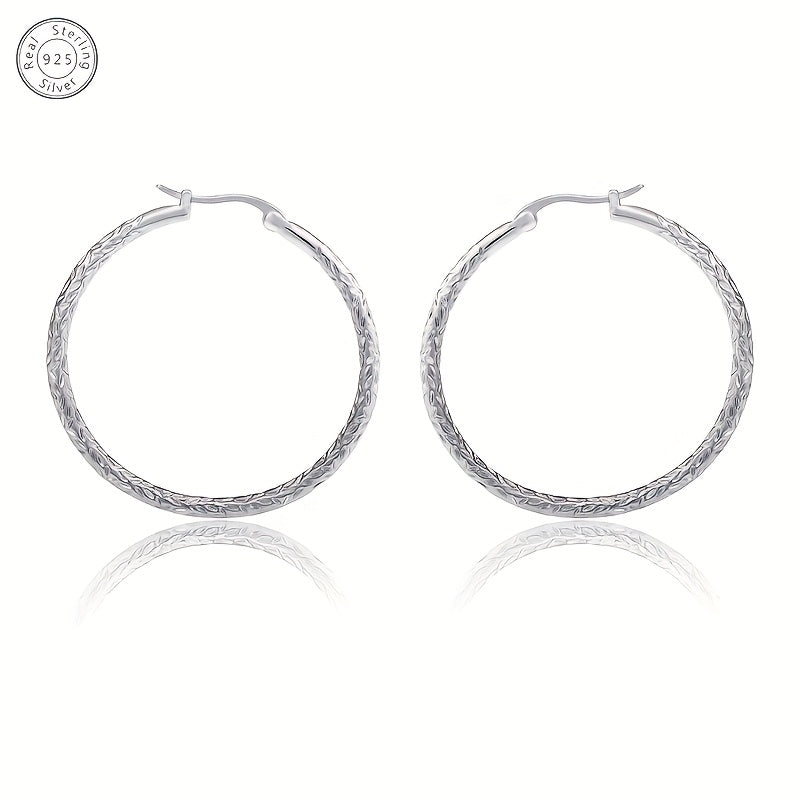 925 Sterling Silvery (9g) 18K Golden Plated, 40mm Traditional Hand-cut Earrings, Gift For Women, Girlfriend, Mom, Girlfriends, Daughters On Birthday Anniversary, Valentine'S Day And Christmas, Comes With A Beautiful Gift Box!