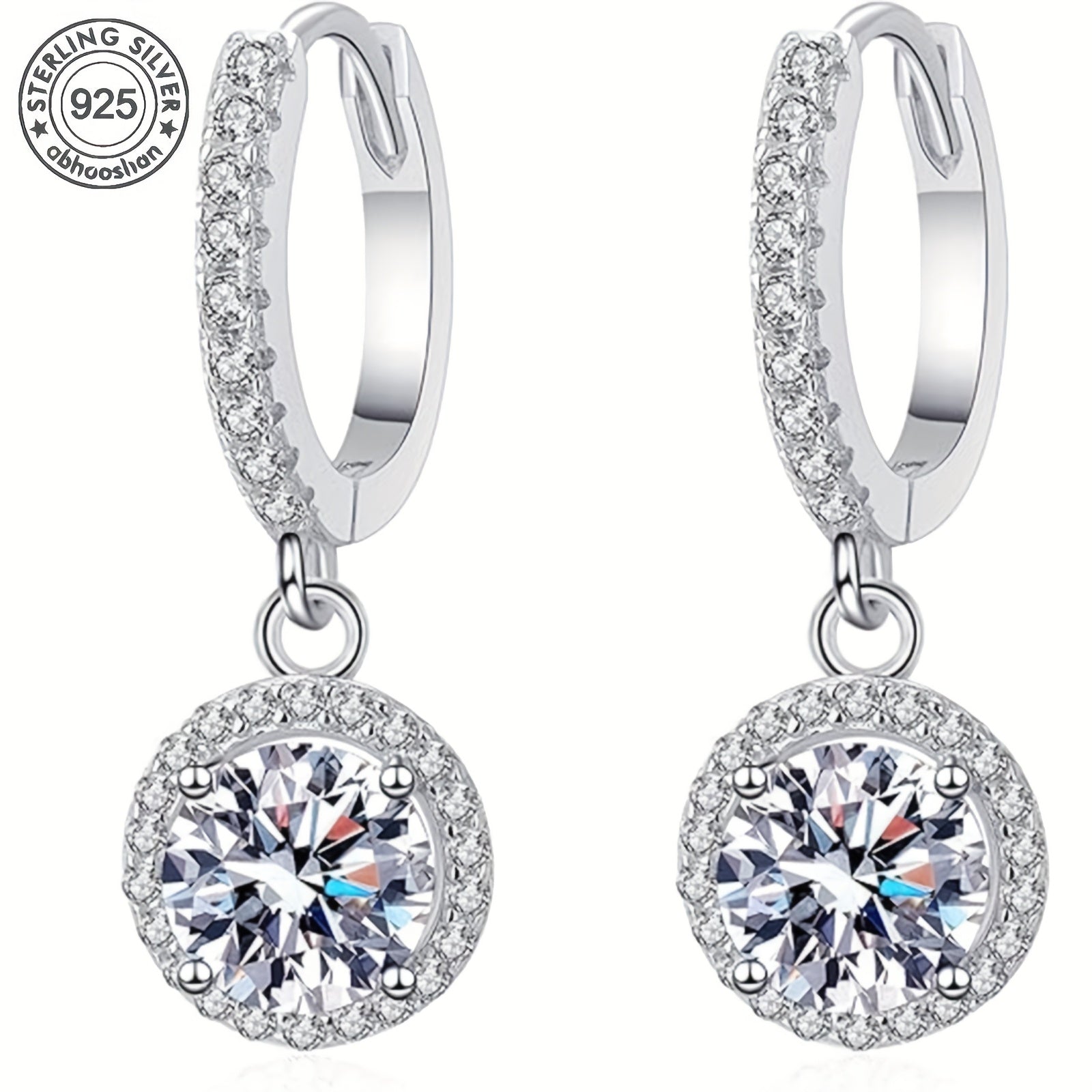 925 Sterling Silver Disc Starry Sky Moissanite Hoop Pendant Earrings, Fashionable And Elegant, Suitable For Weddings And Parties, With A Beautiful Gift Box