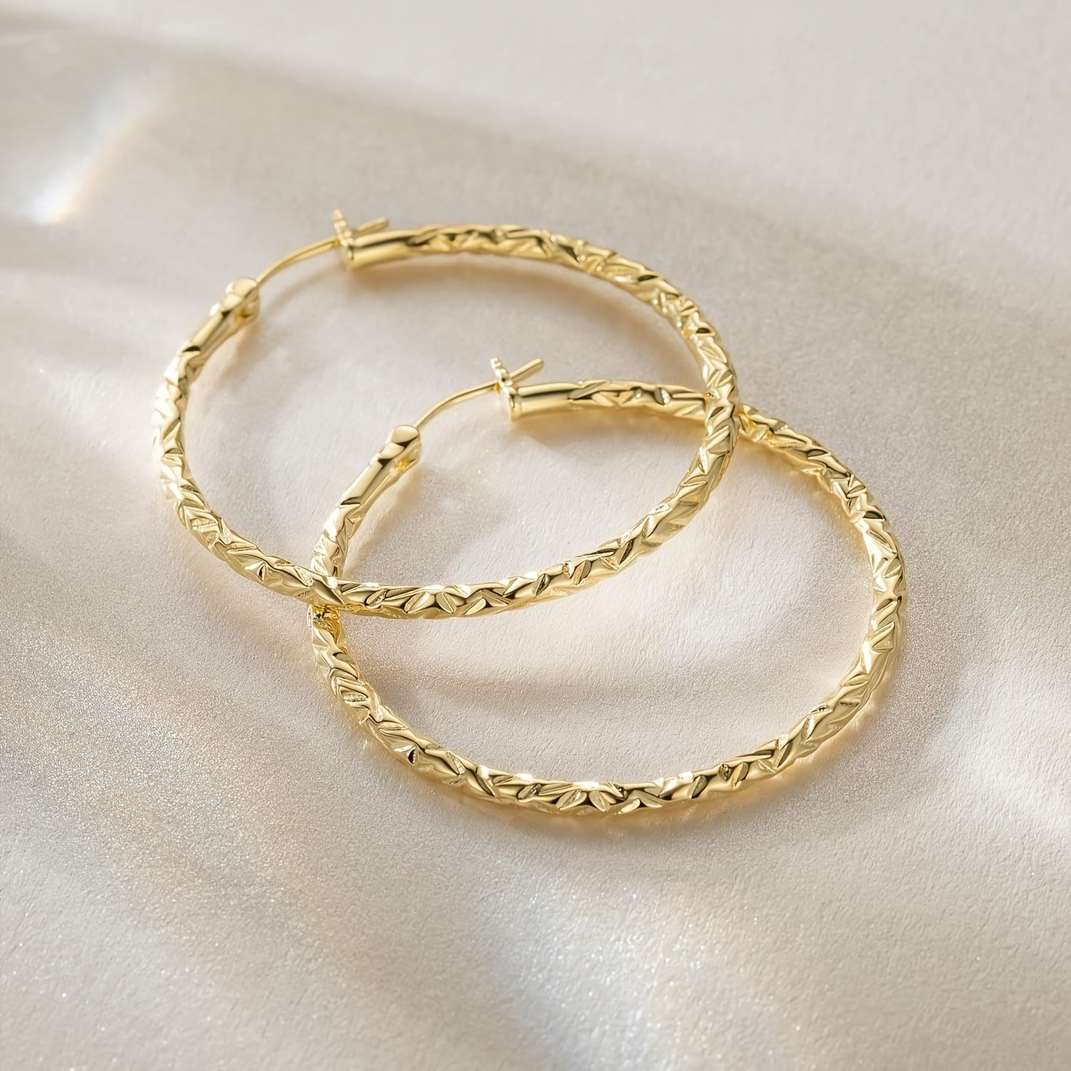 925 Sterling Silvery (9g) 18K Golden Plated, 40mm Traditional Hand-cut Earrings, Gift For Women, Girlfriend, Mom, Girlfriends, Daughters On Birthday Anniversary, Valentine'S Day And Christmas, Comes With A Beautiful Gift Box!