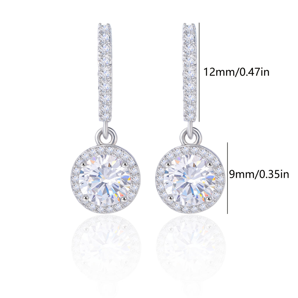 925 Sterling Silver 32G Women'S round Eardrops Stud Earrings, Exquisite, Elegant, Fashion and Trend, Perfect Gift for Birthday, Festival and Anniversary, Including Exquisite Gift Box.