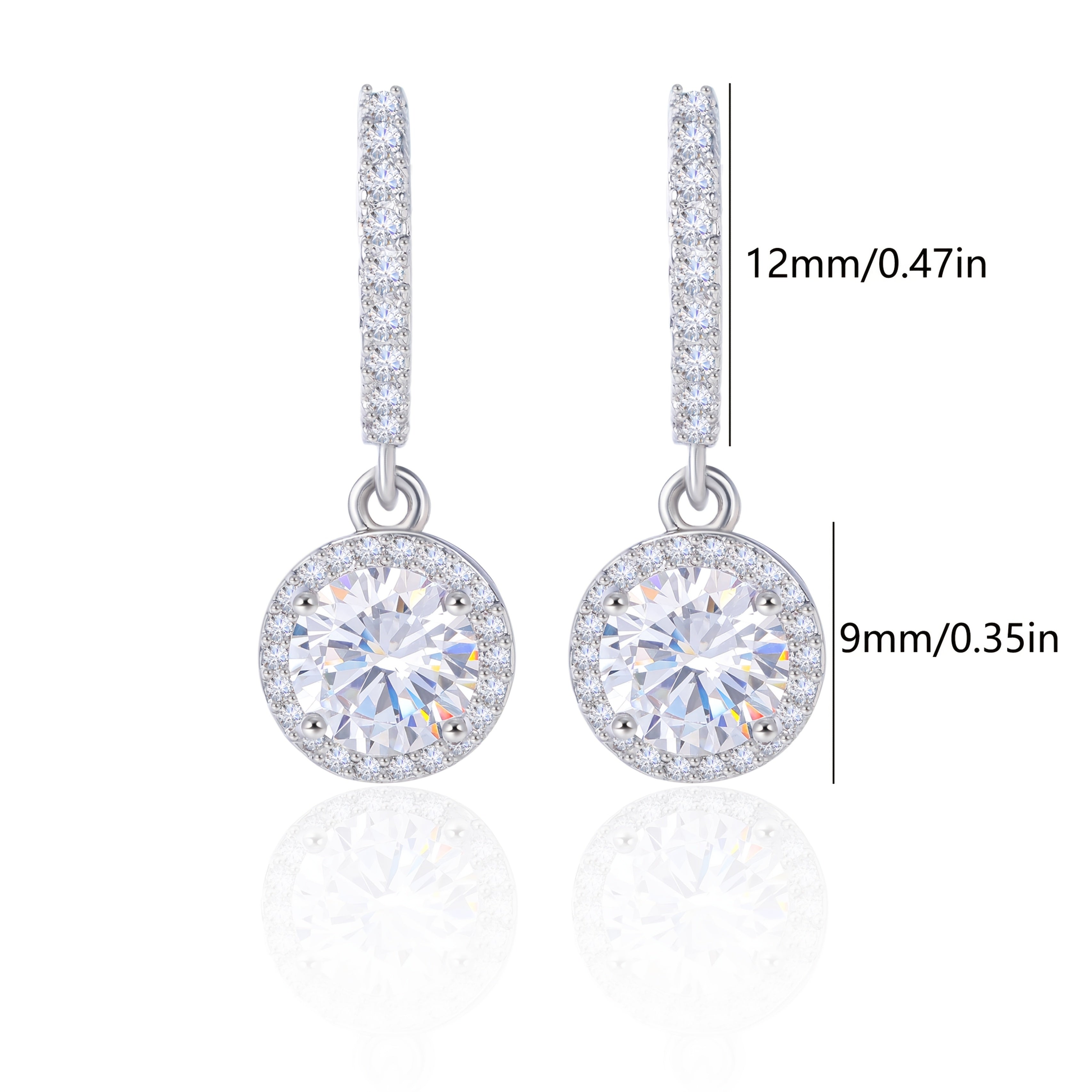 925 Sterling Silver 32G Women'S round Eardrops Stud Earrings, Exquisite, Elegant, Fashion and Trend, Perfect Gift for Birthday, Festival and Anniversary, Including Exquisite Gift Box.