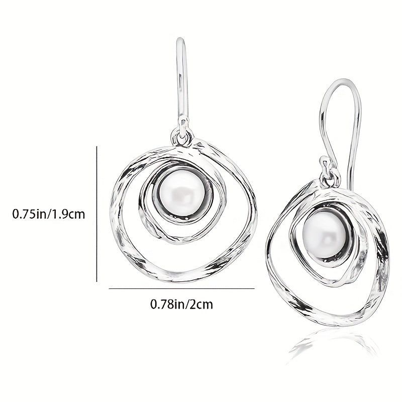Pair of Exquisite Multi-Layered Swirl Pearl Earrings, Traditional Carved Stone Craft Three-Dimensional Pattern, Natural Freshwater Pearl, Low-Key Luxury, Attractive Temperament, Suitable for Weddings, Banquets, Parties, Equipped with a Beautiful Gift Box