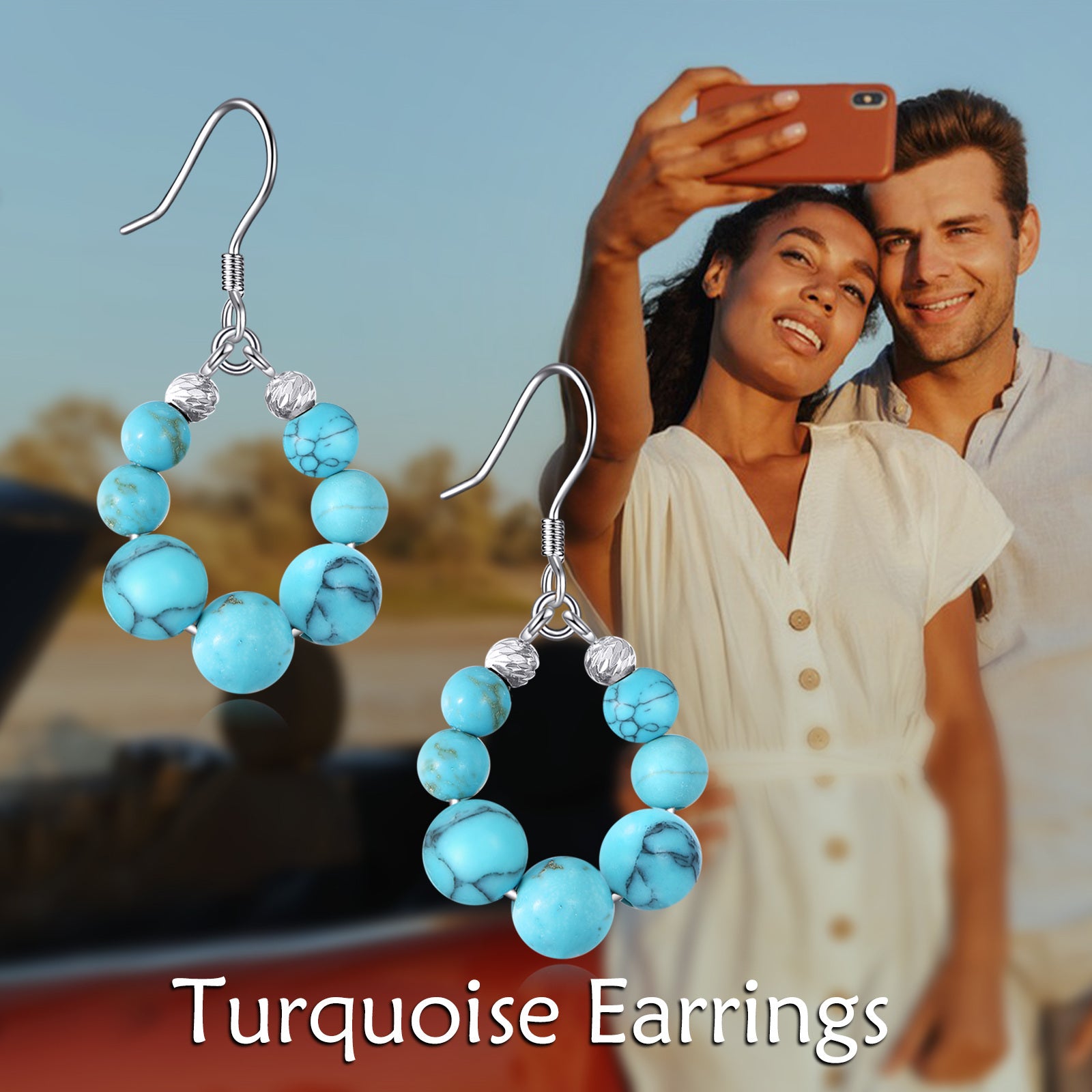 Turquoise Earrings 925 Sterling Silver Turquoise Dangle Leverback Earrings For Women Birthday Gifts Hypoallergenic