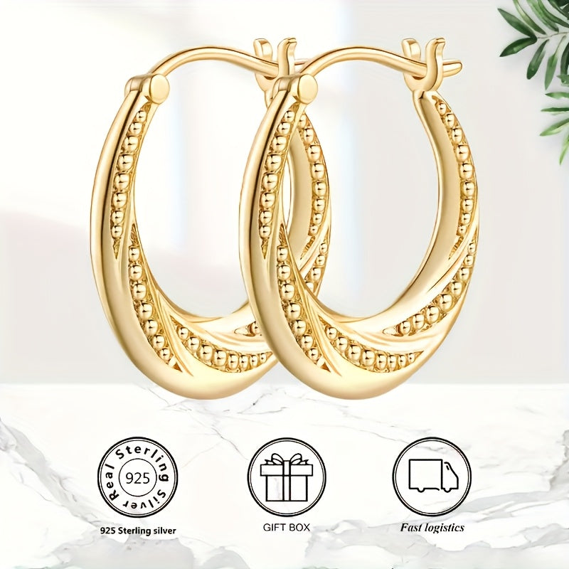 925 Silver, 18k Gold Plated Pearl Spiral Earrings, Stylish Earrings, Beautiful Gifts for Parents, Weddings, Valentine's Day, Wedding Anniversaries, Birthdays And Graduations, with Beautiful Gift Boxes