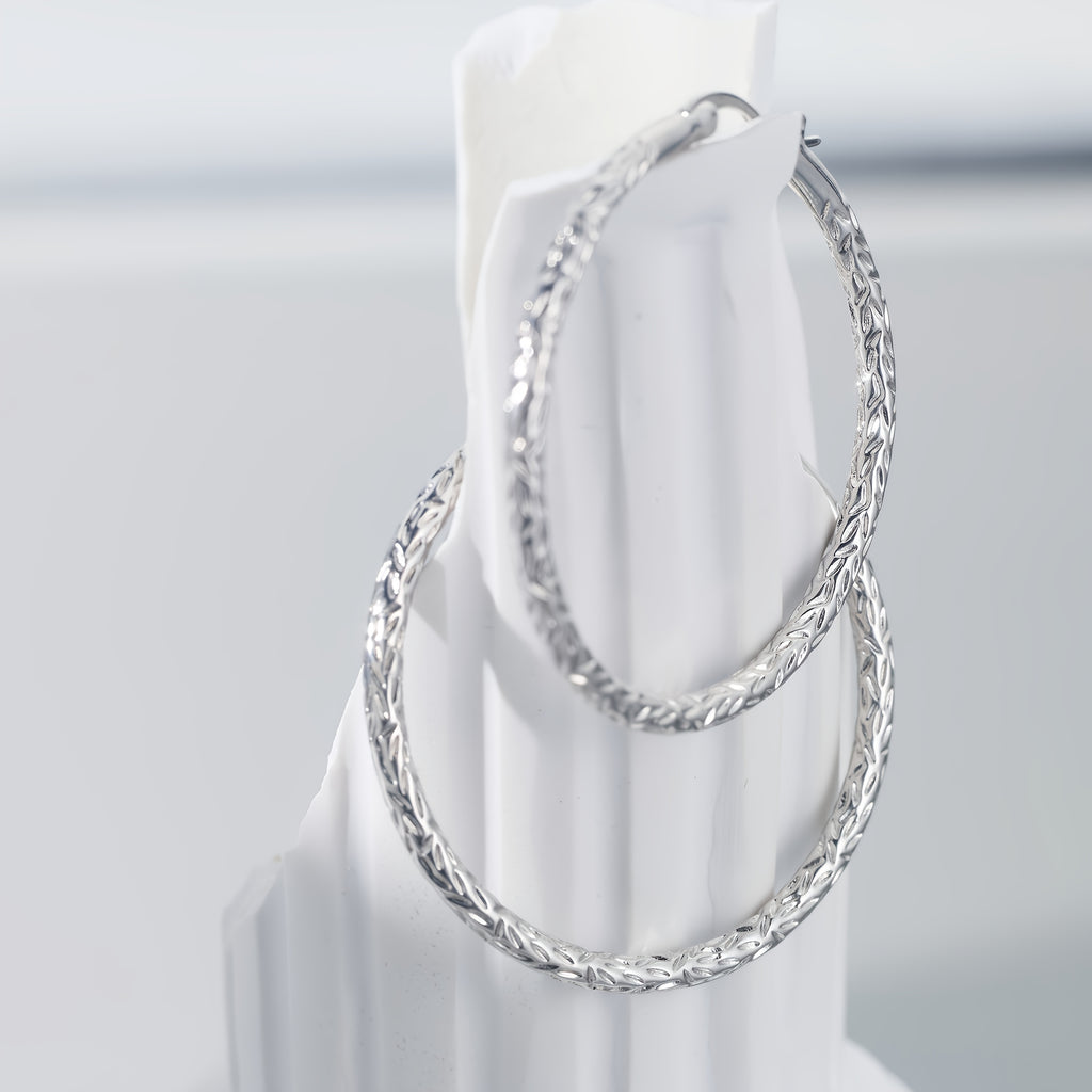 925 Sterling Silvery (9g) 18K Golden Plated, 40mm Traditional Hand-cut Earrings, Gift For Women, Girlfriend, Mom, Girlfriends, Daughters On Birthday Anniversary, Valentine'S Day And Christmas, Comes With A Beautiful Gift Box!