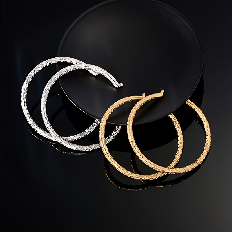 925 Sterling Silvery (9g) 18K Golden Plated, 40mm Traditional Hand-cut Earrings, Gift For Women, Girlfriend, Mom, Girlfriends, Daughters On Birthday Anniversary, Valentine'S Day And Christmas, Comes With A Beautiful Gift Box!