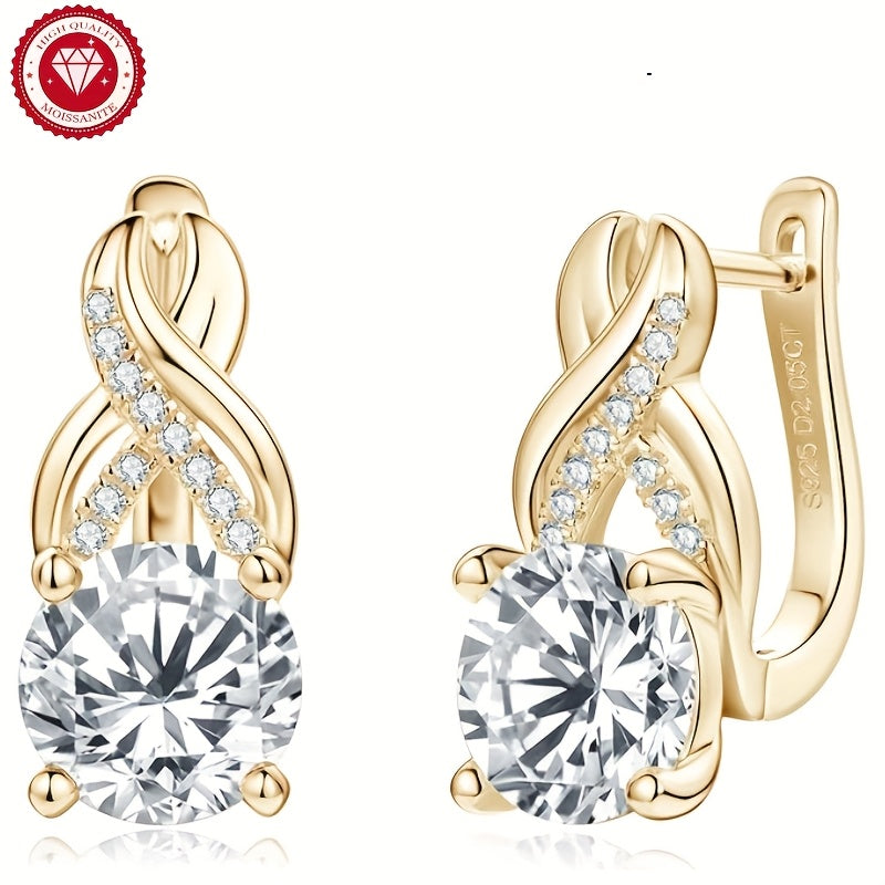 925 Silver Lady Moissanite Ring Earrings, In-ear Earrings, D-color Round-cut 925 Pure Silver Earrings, Lady Earrings, Mother's Day Gift, Anniversary Gift