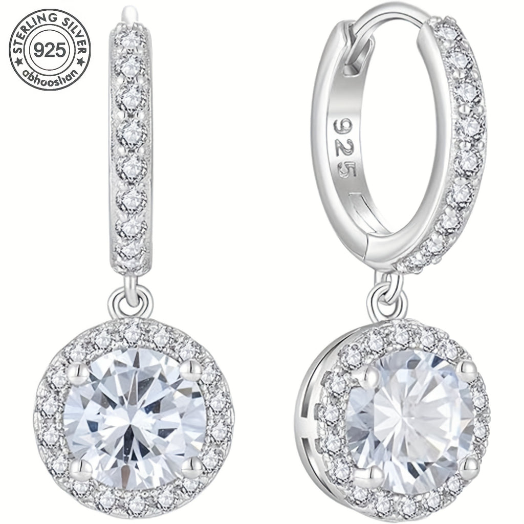 925 Sterling Silver Disc Starry Sky Moissanite Hoop Pendant Earrings, Fashionable And Elegant, Suitable For Weddings And Parties, With A Beautiful Gift Box