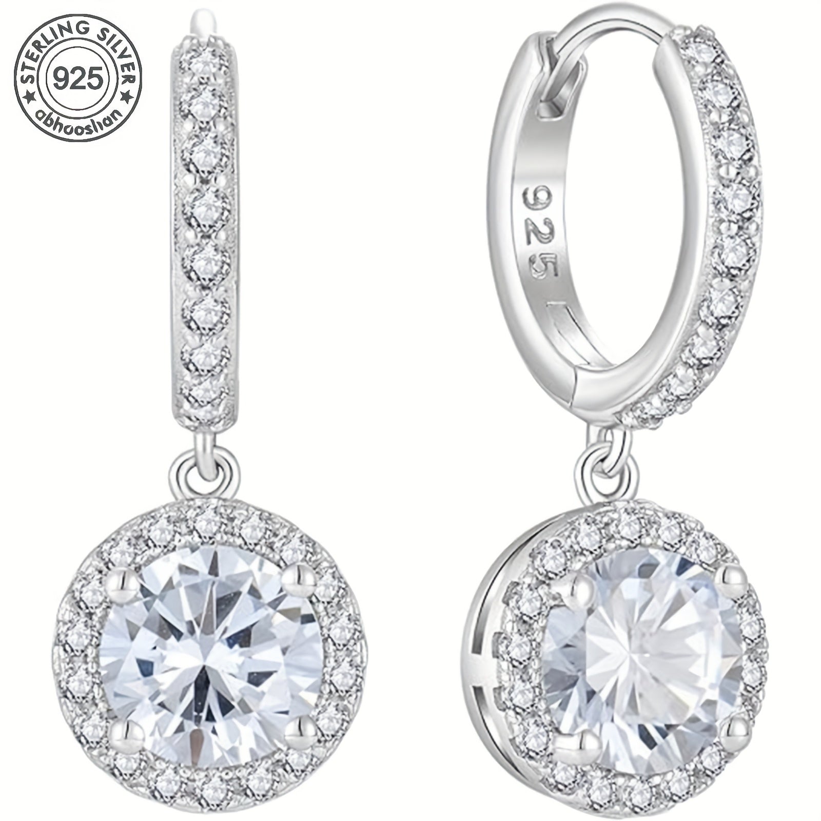 925 Sterling Silver Disc Starry Sky Moissanite Hoop Pendant Earrings, Fashionable And Elegant, Suitable For Weddings And Parties, With A Beautiful Gift Box