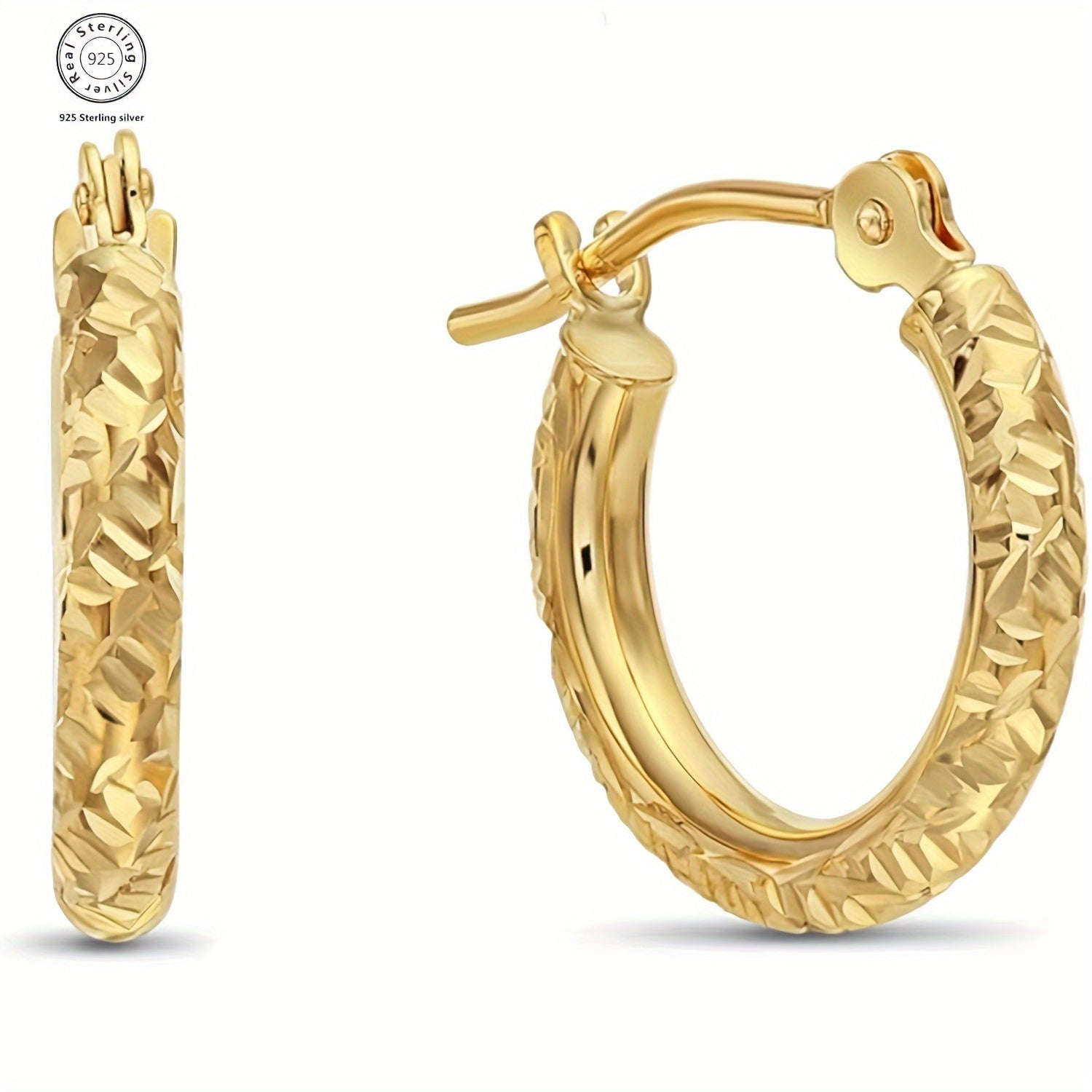 925 Silver Golden Ear Earrings Round Earrings, Men, Women, Fashion Exquisite Elegant Luxury, Daily Wear, Suitable for Parties, Daily Gifts for Wives, Girlfriends, Various Festivals, Halloween, Birthday, Anniversary Gifts, Giving Exquisite Gift Boxes