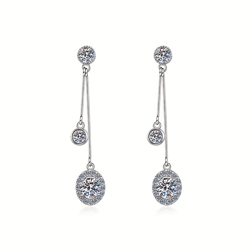 925 Sterling Silver Moissanite Earrings Unique And Elegant Fashionable And Versatile