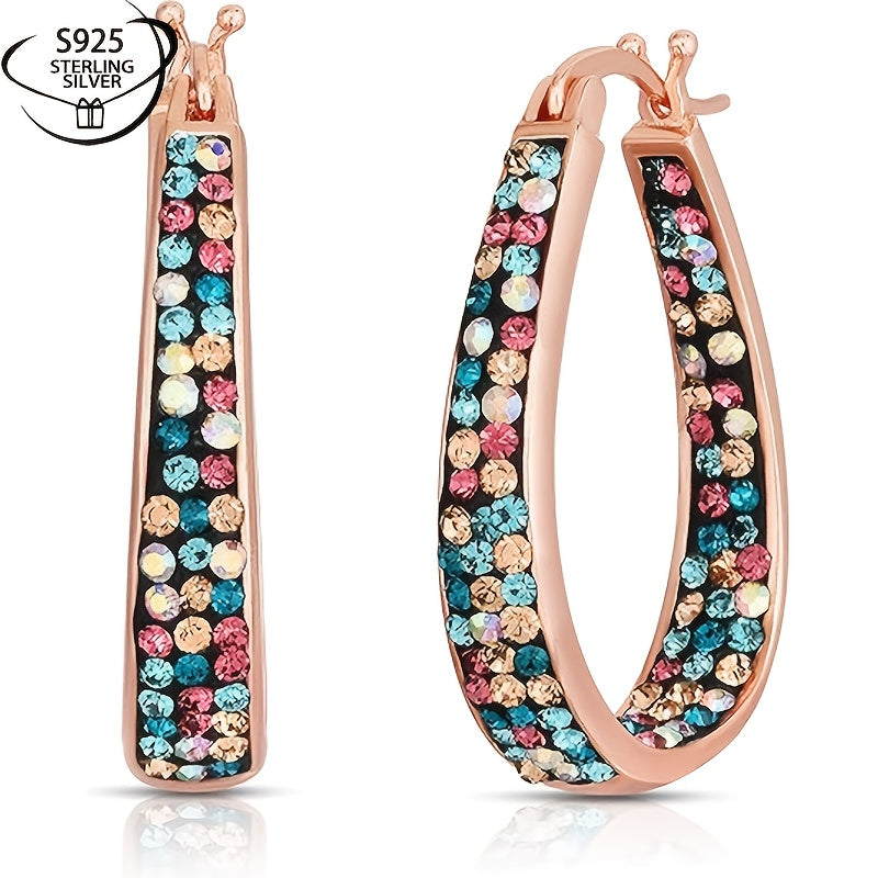 925 Silver Women'S Fashion Hoop Earrings, Simple and Elegant with Sparkling, Suitable for Gifting, Valentine'S Day, Birthday, Exquisite Gift Box