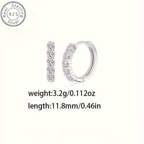 925 Silver Inlaid 5 Moissanite 5 round Earrings, Suitable as an Anniversary, Birthday, Halloween Or Christmas Gift for Your Girlfriend, Wife, Friend Or Yourself