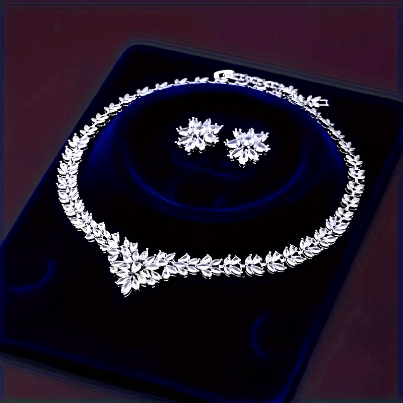 925 Sterling Silver Moissanite Necklace & Earrings - Luxurious Vintage Boho Style, Ideal Gift for Girlfriend, Mother'S Day, Birthday, Wedding | Gift Box Included, Daily Wear Jewelry|Vintage Boho Style|Durable Jewelry