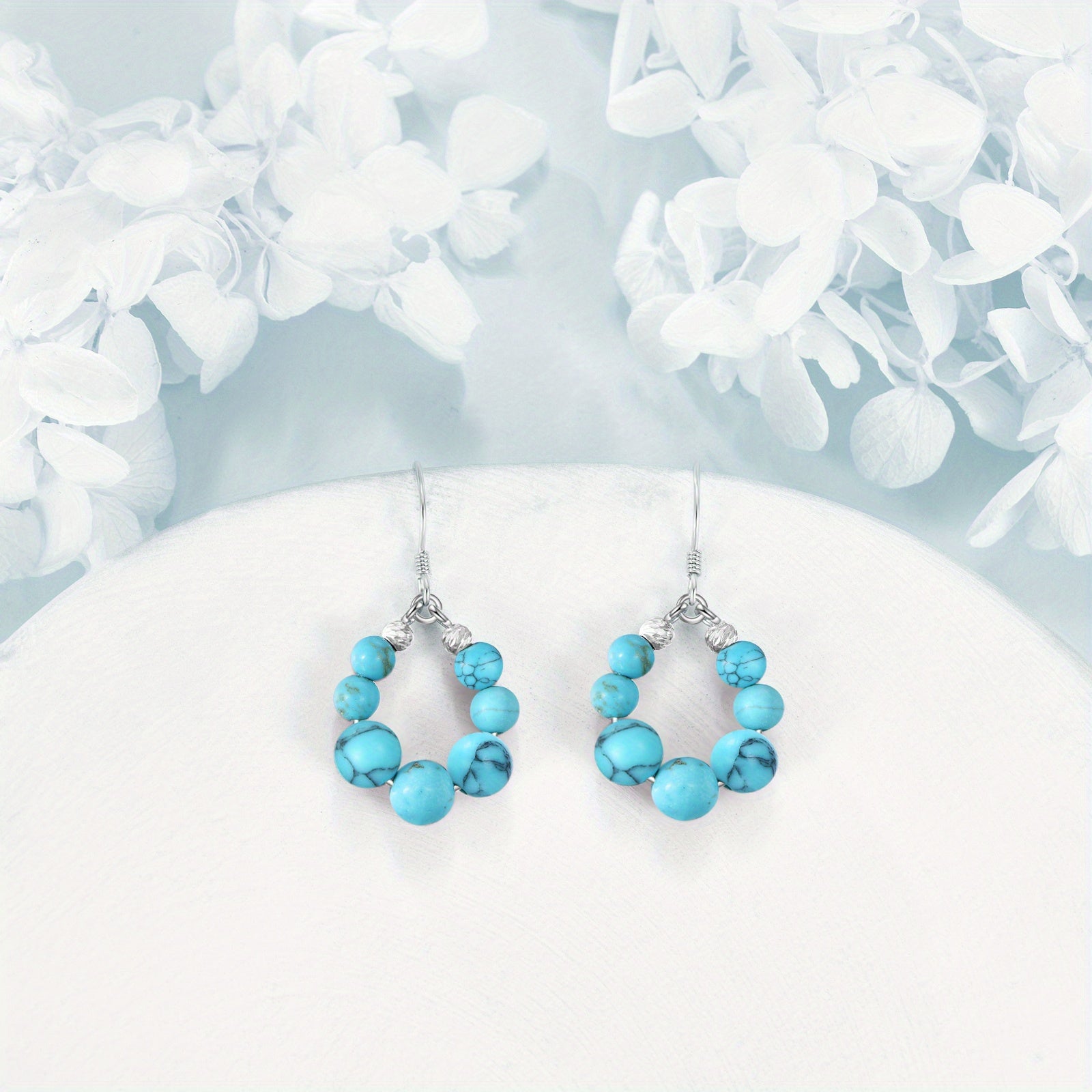 Turquoise Earrings 925 Sterling Silver Turquoise Dangle Leverback Earrings For Women Birthday Gifts Hypoallergenic